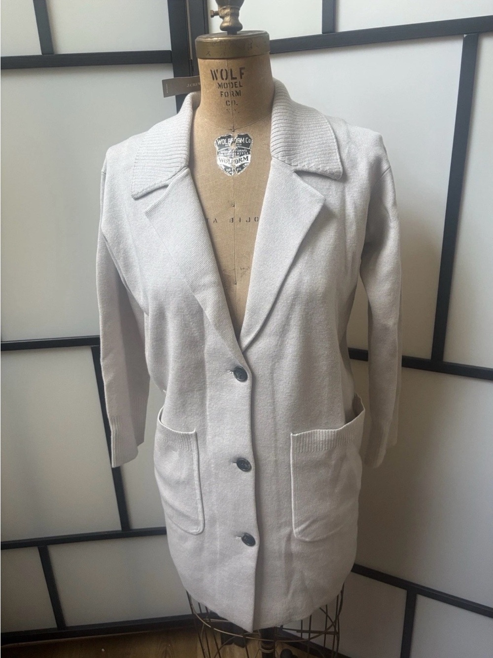 J.Crew Cotton-Wool Blend Knit Sweater Coat Cardigan Size XS Dove Gray